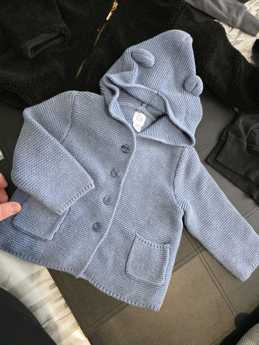 BGAP Light Blue Knit Hooded Baby Jacket with Ear Details Good Very